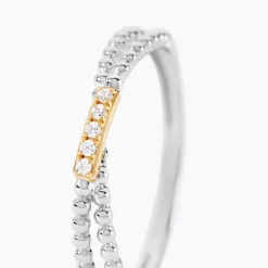 Bague Or Jaune Argent Blanc Oxyde De Zirconium