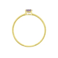 Bague Or Jaune Demi Amethyste