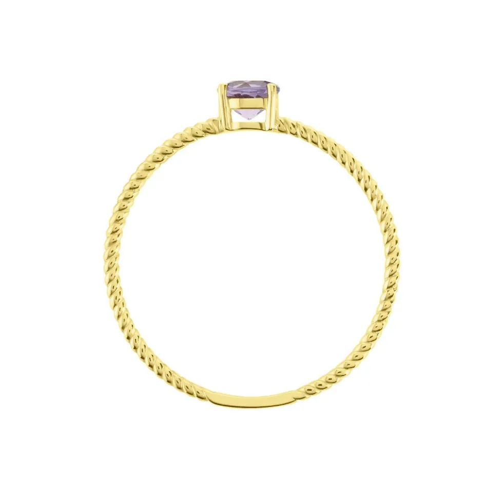 Bague Or Jaune Demi Amethyste