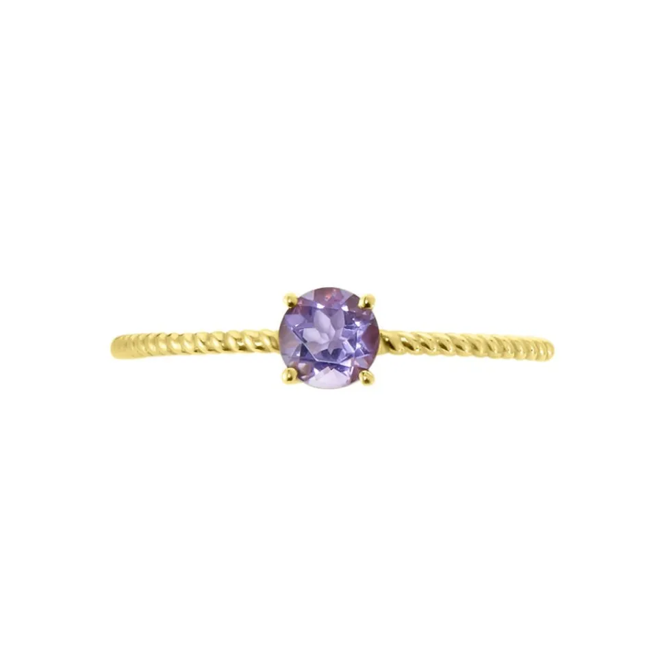 Bague Or Jaune Demi Amethyste