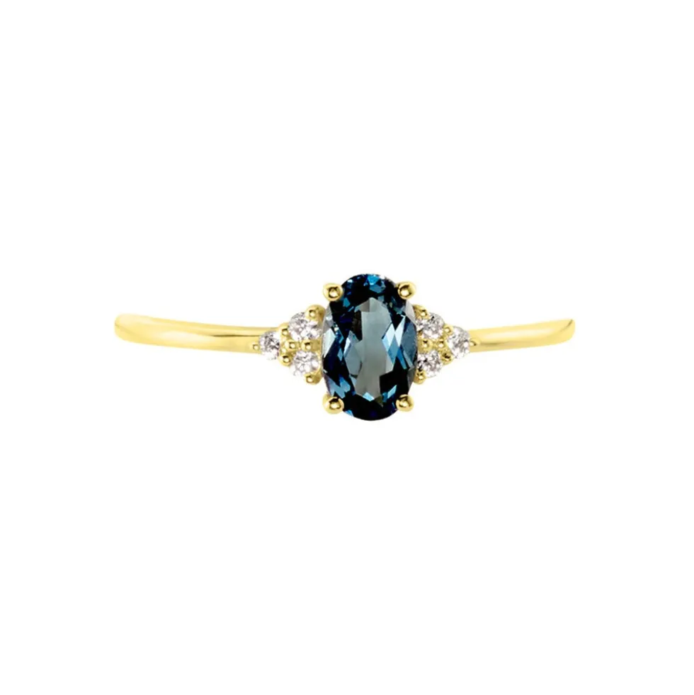 Bague Or Jaune Diapré Topaze Et Oxydes De Zirconium