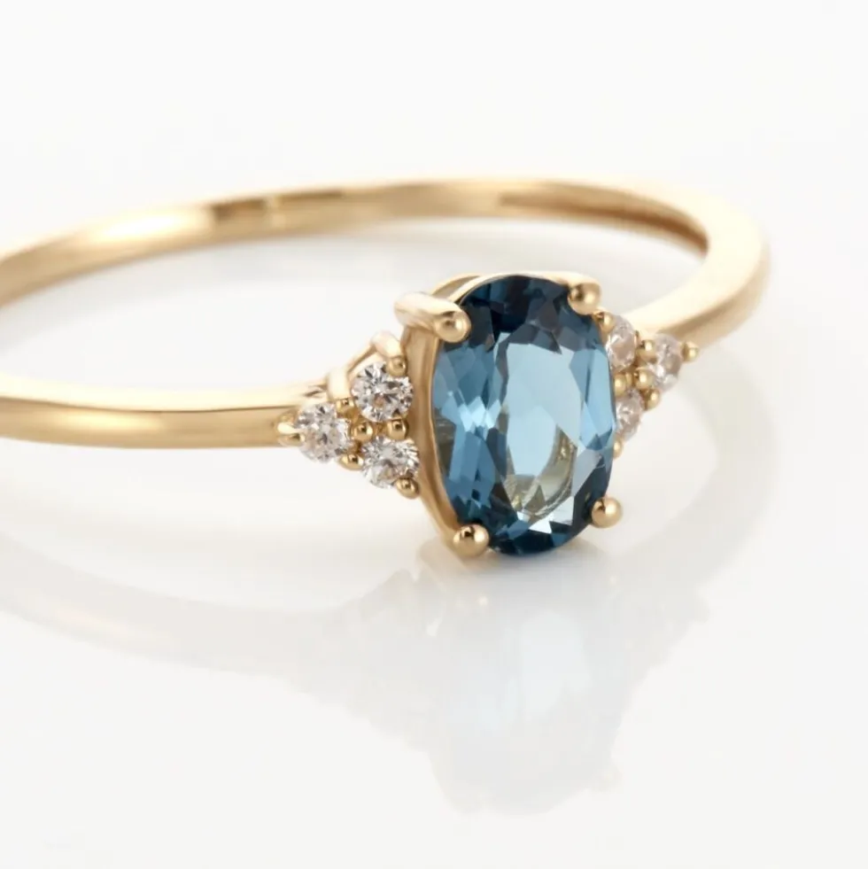 Bague Or Jaune Diapré Topaze Et Oxydes De Zirconium