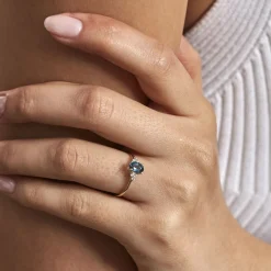 Bague Or Jaune Diapré Topaze Et Oxydes De Zirconium