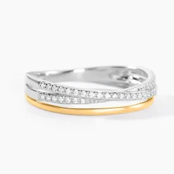 Bague Or Jaune et Argent Blanc Oxyde De Zirconium