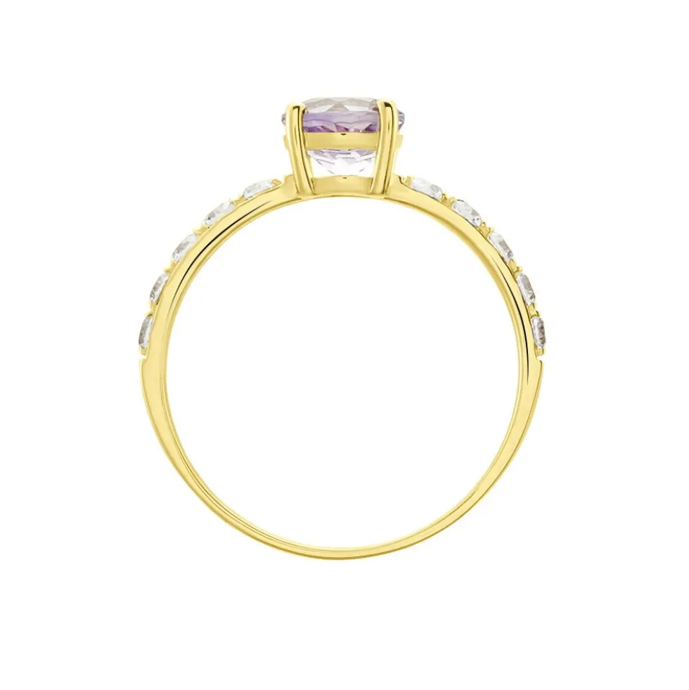 Bague Or Jaune Monroe Amethyste Oxydes De Zirconium