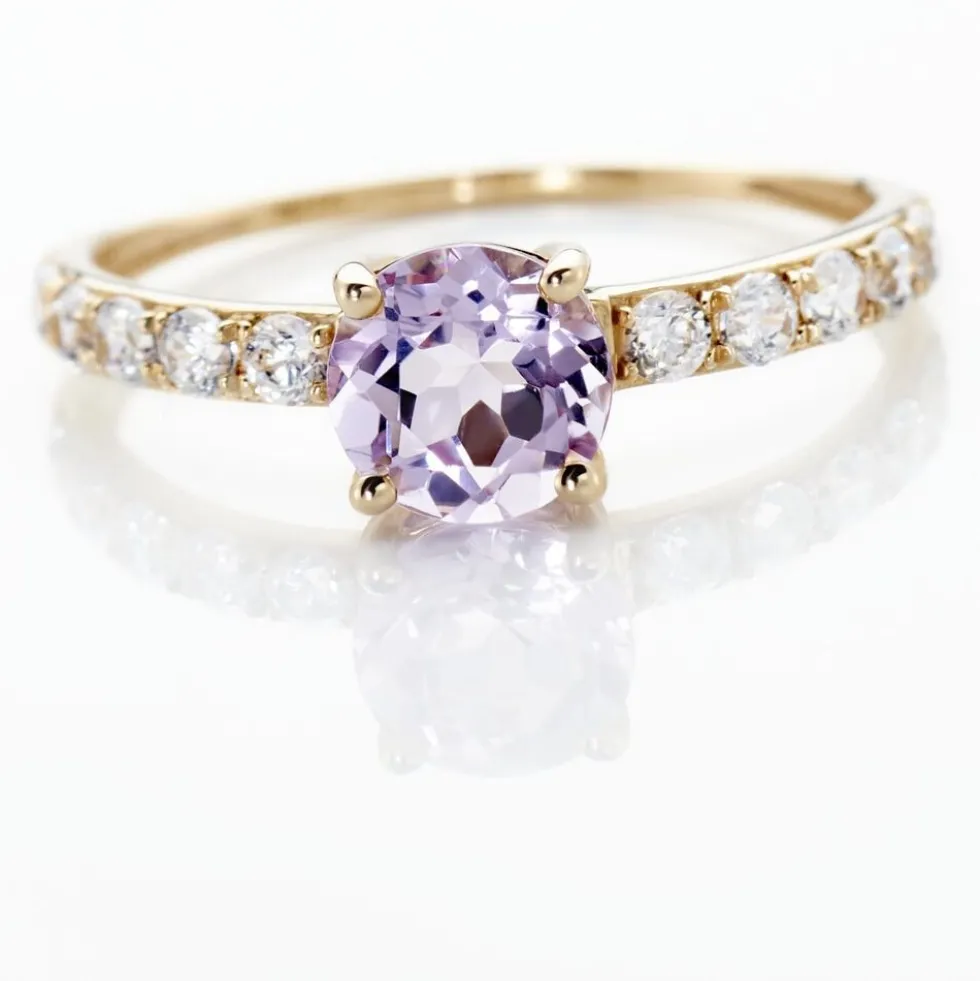 Bague Or Jaune Monroe Amethyste Oxydes De Zirconium
