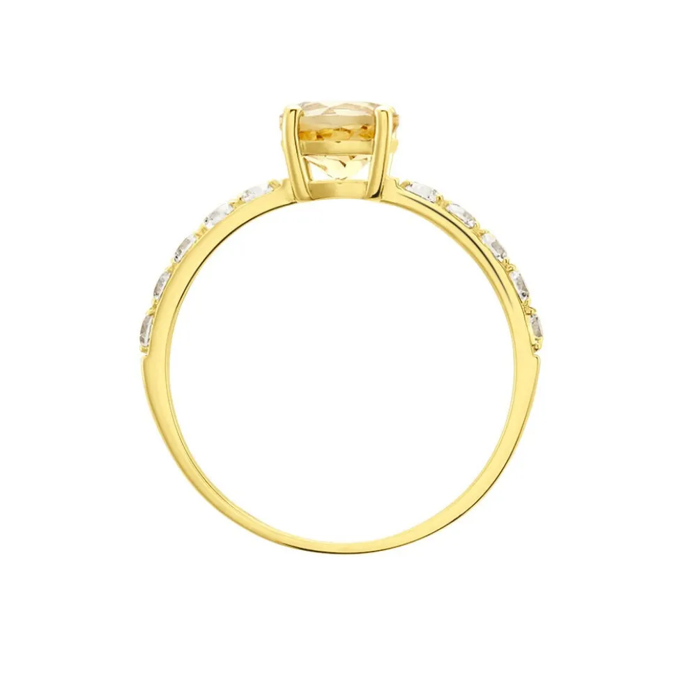 Bague Or Jaune Monroe Citrine Oxydes De Zirconium