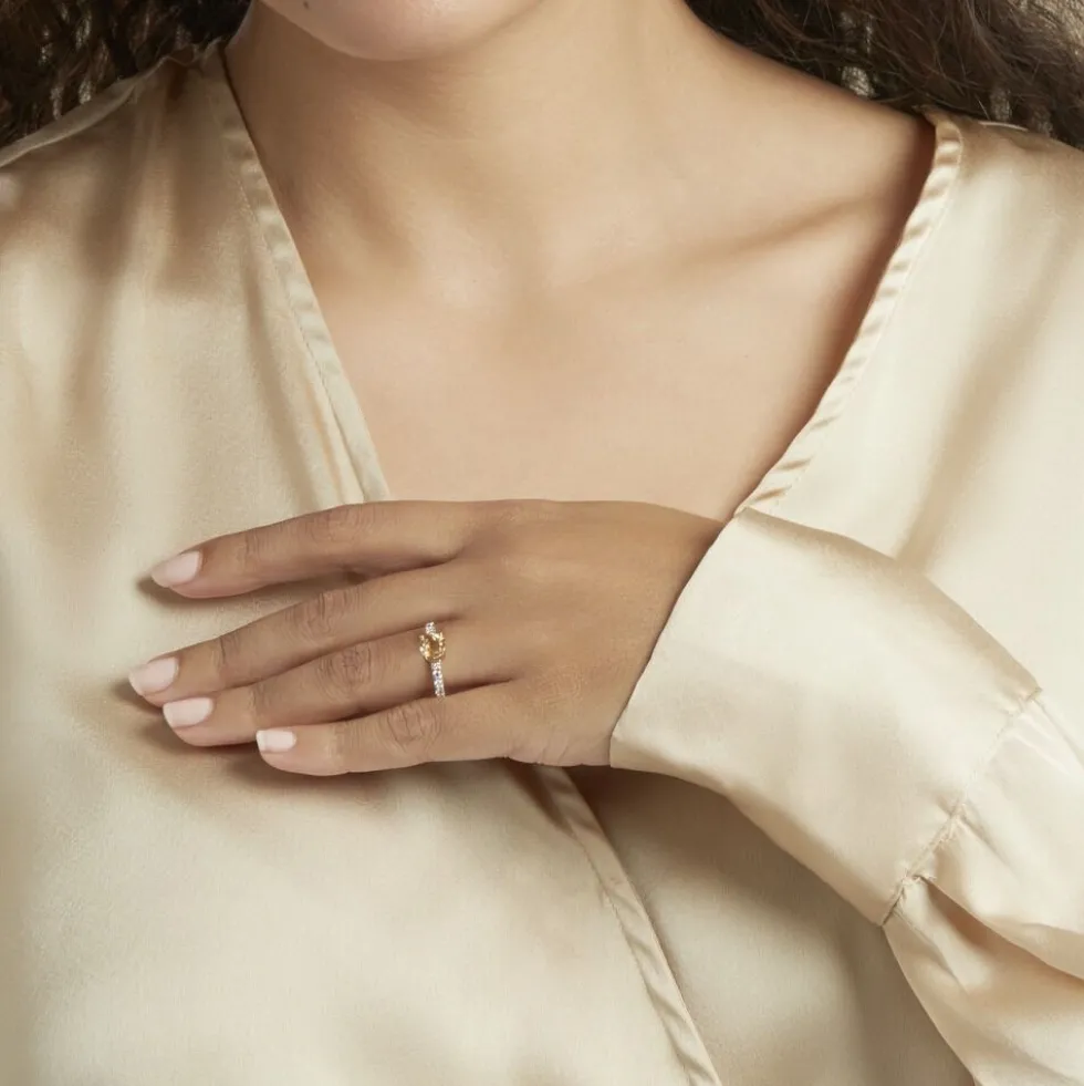 Bague Or Jaune Monroe Citrine Oxydes De Zirconium