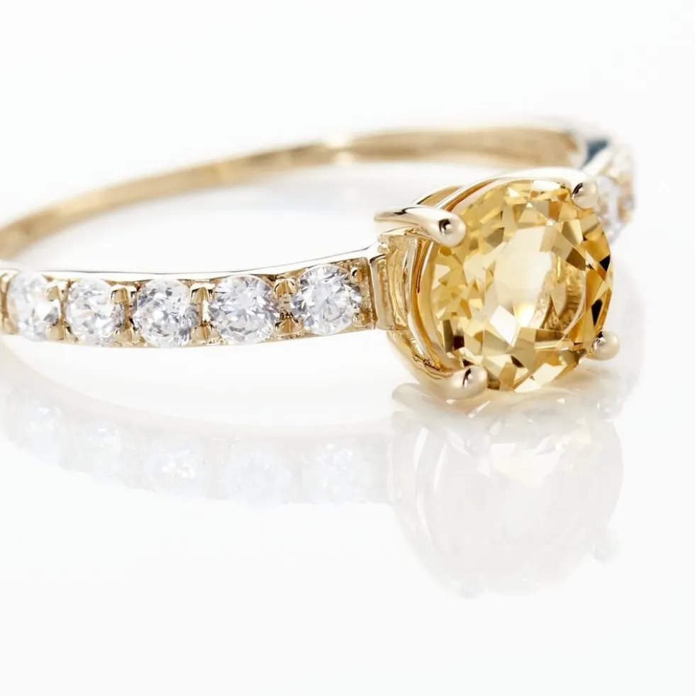 Bague Or Jaune Monroe Citrine Oxydes De Zirconium