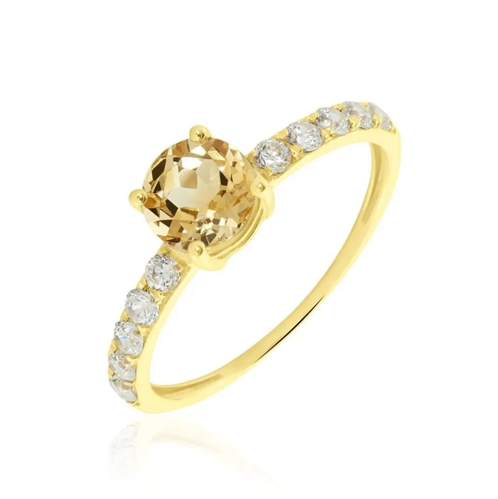 Bague Or Jaune Monroe Citrine Oxydes De Zirconium