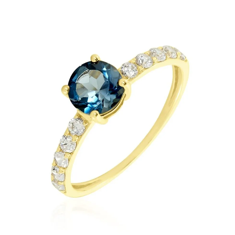 Bague Or Jaune Monroe Topaze Oxydes De Zirconium