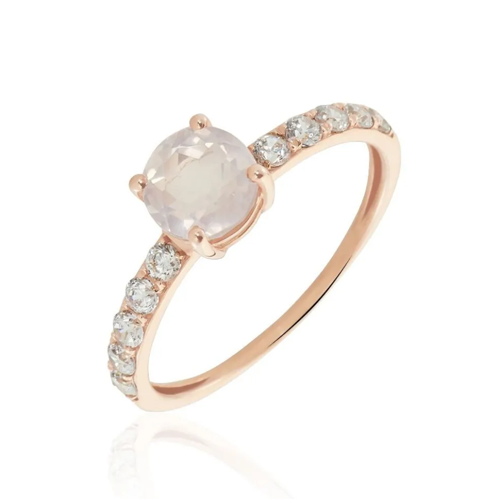 Bague Or Rose Monroe Quartz Oxydes De Zirconium