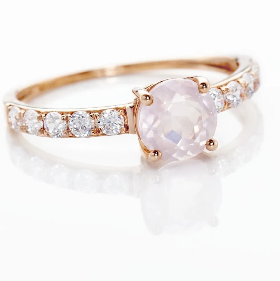 Bague Or Rose Monroe Quartz Oxydes De Zirconium