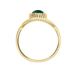 Bague Plaqué Or Ilia Ronde Perle Pierre Verte