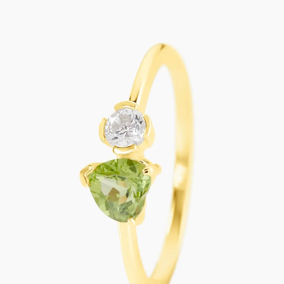 Bague Poem Argent Jaune Péridot Oxyde De Zirconium