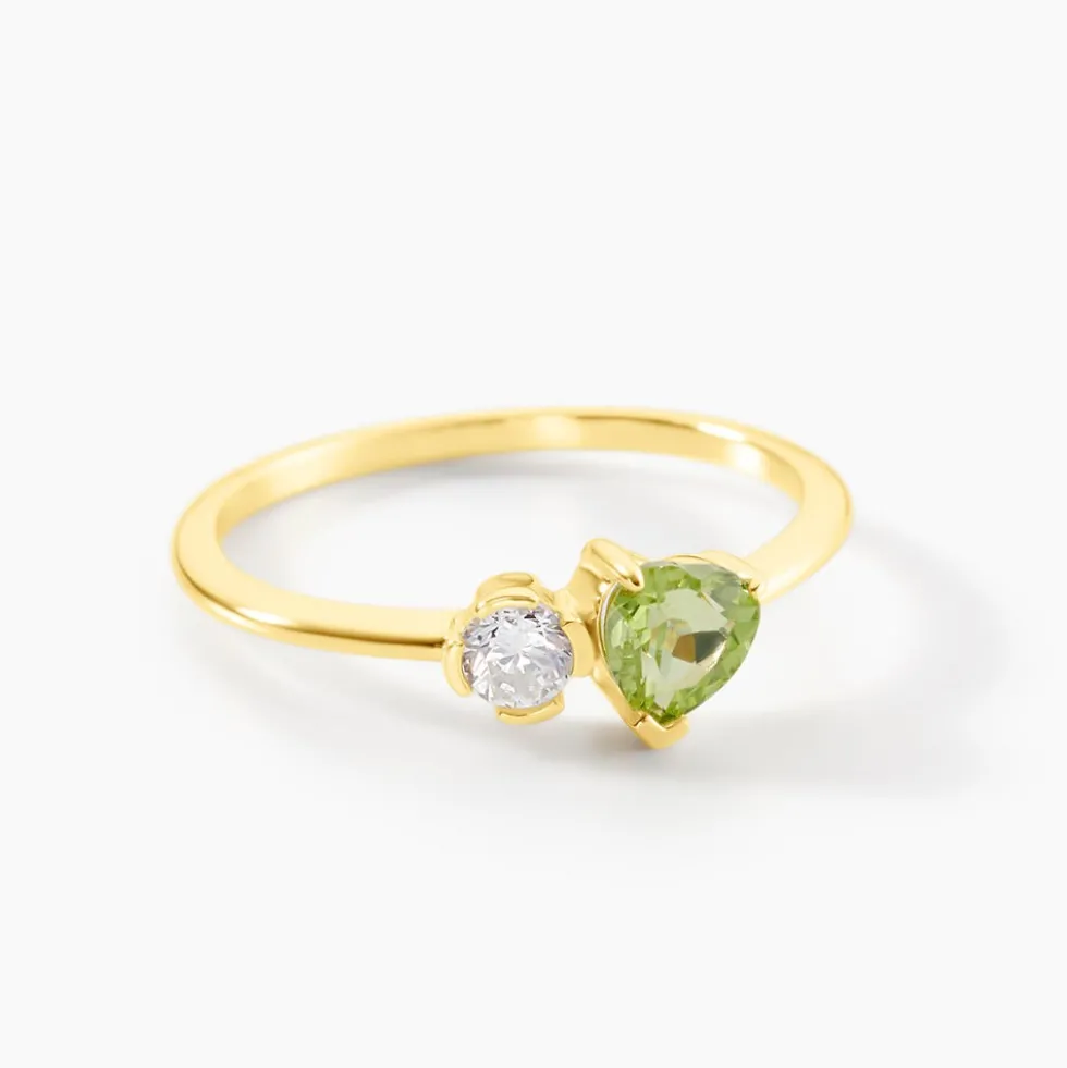 Bague Poem Argent Jaune Péridot Oxyde De Zirconium