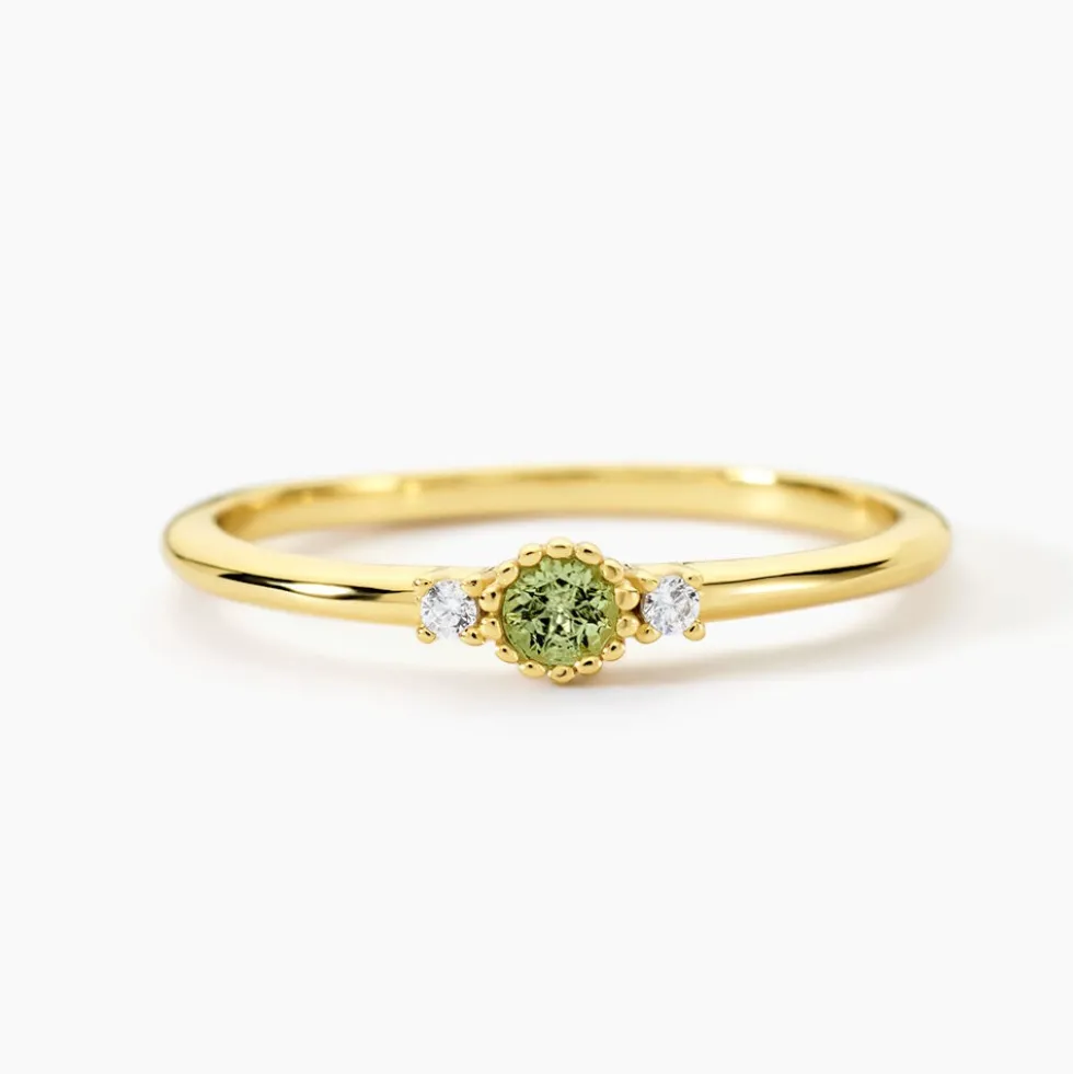 Bague Poem Argent Jaune Péridot Oxyde De Zirconium