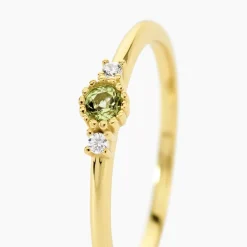 Bague Poem Argent Jaune Péridot Oxyde De Zirconium