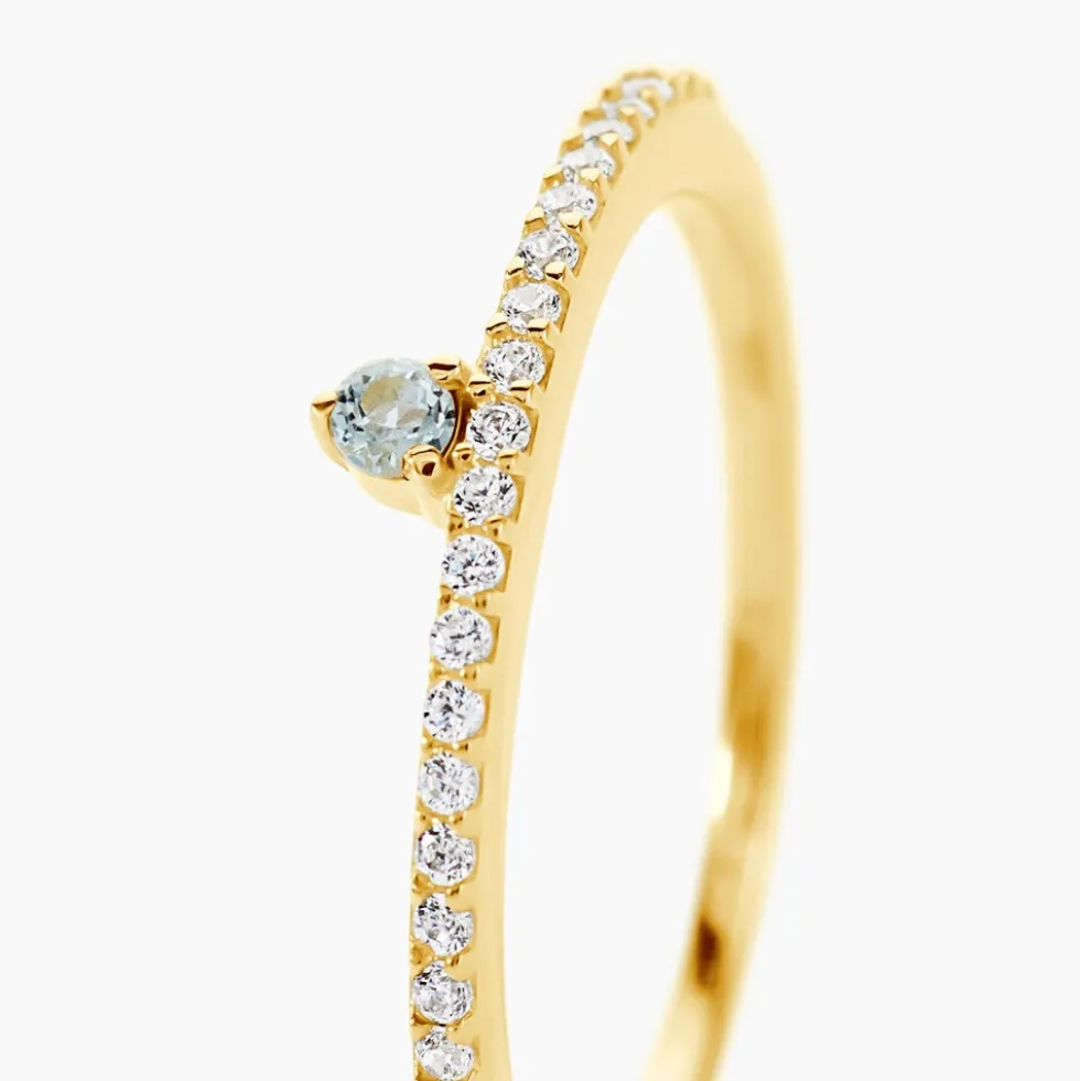 Bague Poem Argent Jaune Topaze Oxyde De Zirconium