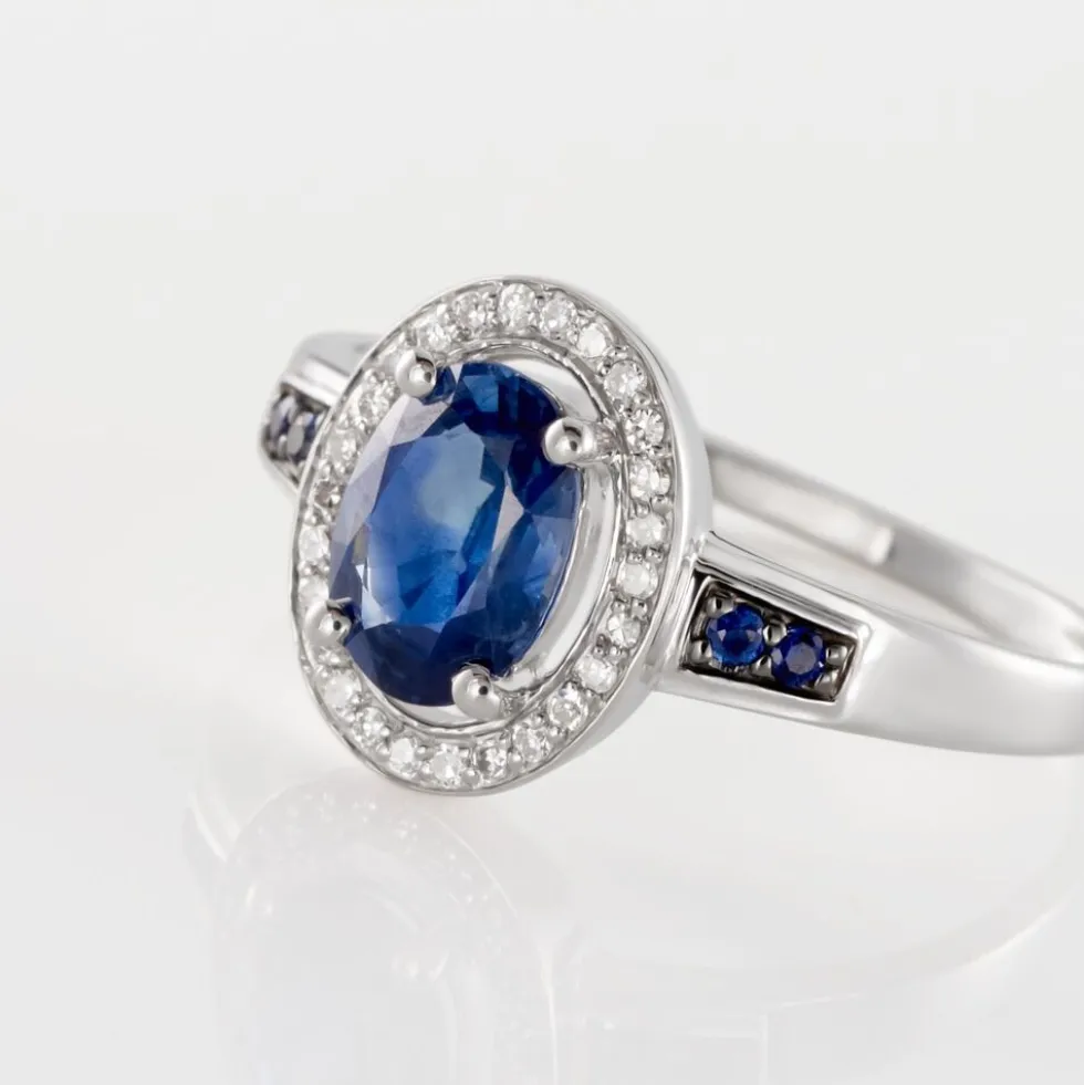 Bague Primevere Or Blanc Saphir Et Diamant