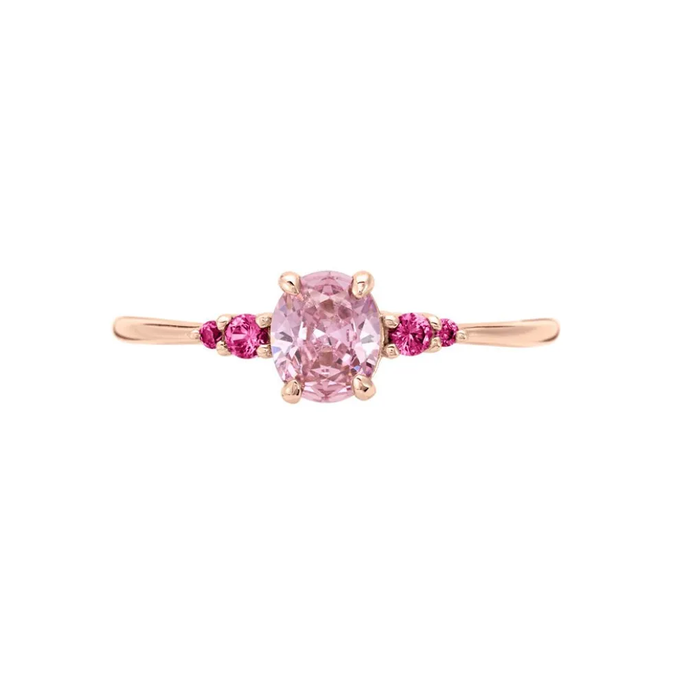 Bague Rainbow Argent Rose Oxyde De Zirconium