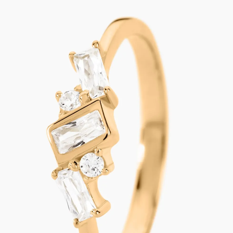 Bague Scintillante Plaqué Or Jaune Oxyde De Zirconium