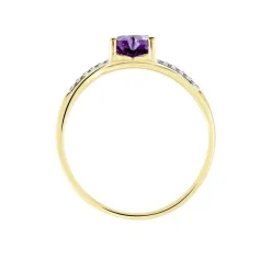 Bague Silucia Or Jaune Amethyste Et Oxyde De Zirconium
