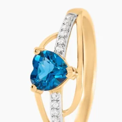 Bague Silucia Or Jaune Topaze Oxyde De Zirconium