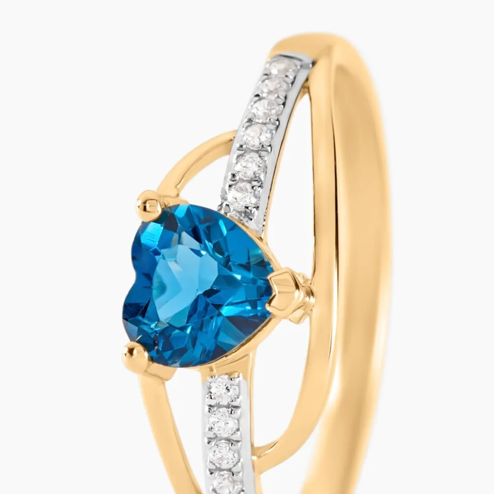 Bague Silucia Or Jaune Topaze Oxyde De Zirconium
