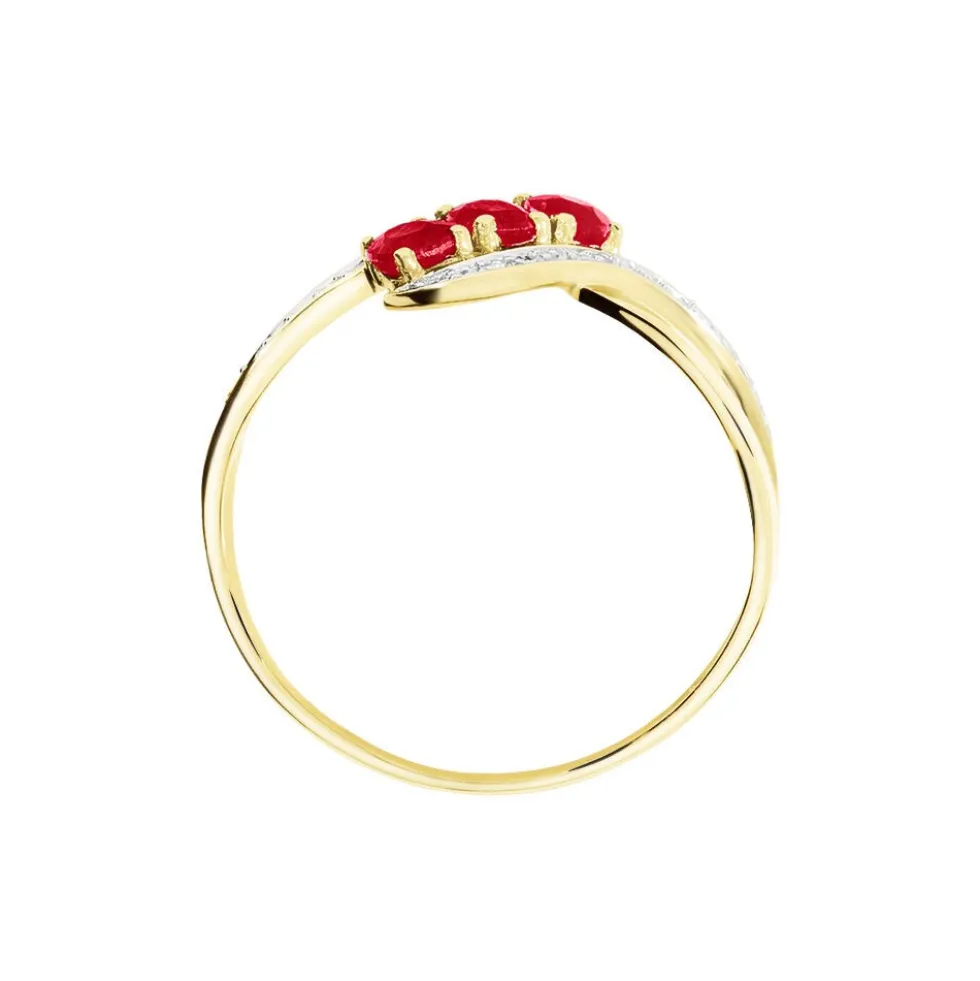 Bague Simma Or Jaune Diamant Et Rubis