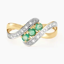 Bague Simma Or Jaune Diamant Et Emeraude