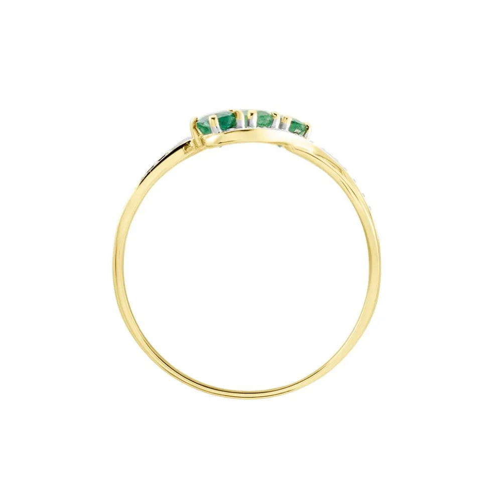 Bague Simma Or Jaune Diamant Et Emeraude