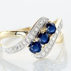Bague Simma Or Jaune Saphir Et Diamant