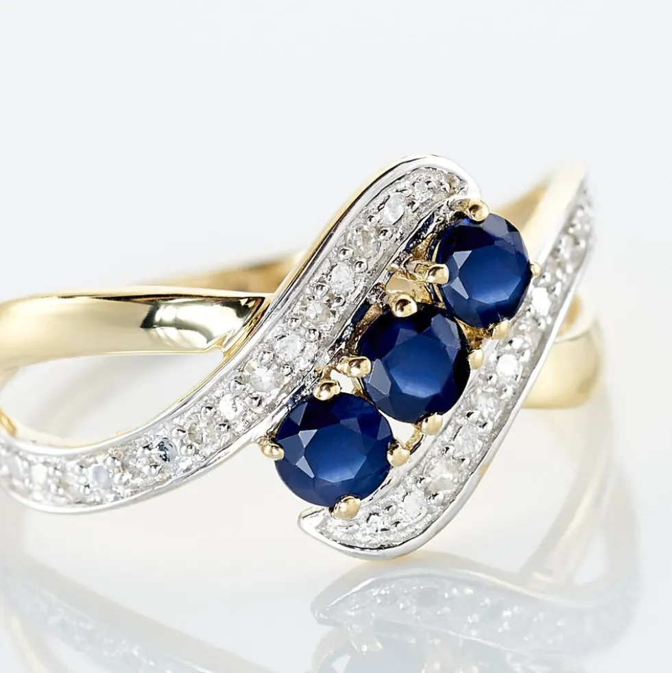 Bague Simma Or Jaune Saphir Et Diamant