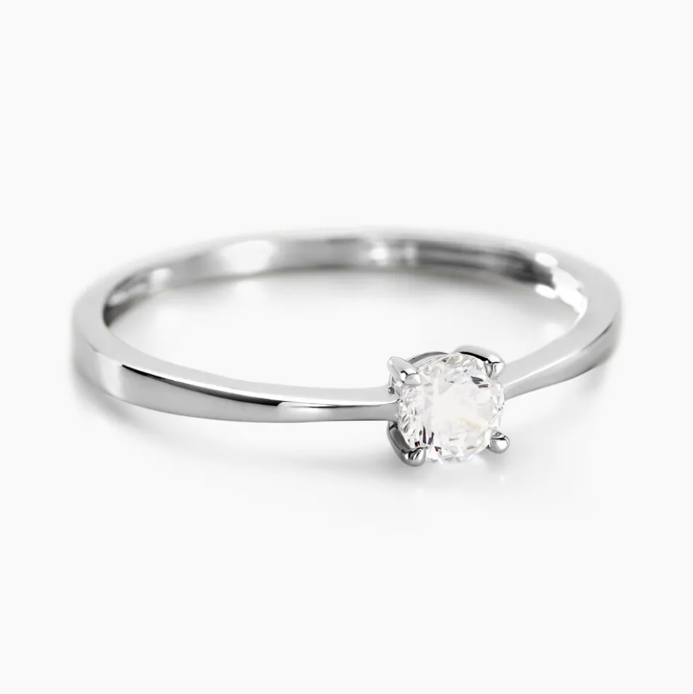 Bague Solitaire Abriel Or Blanc Oxyde De Zirconium