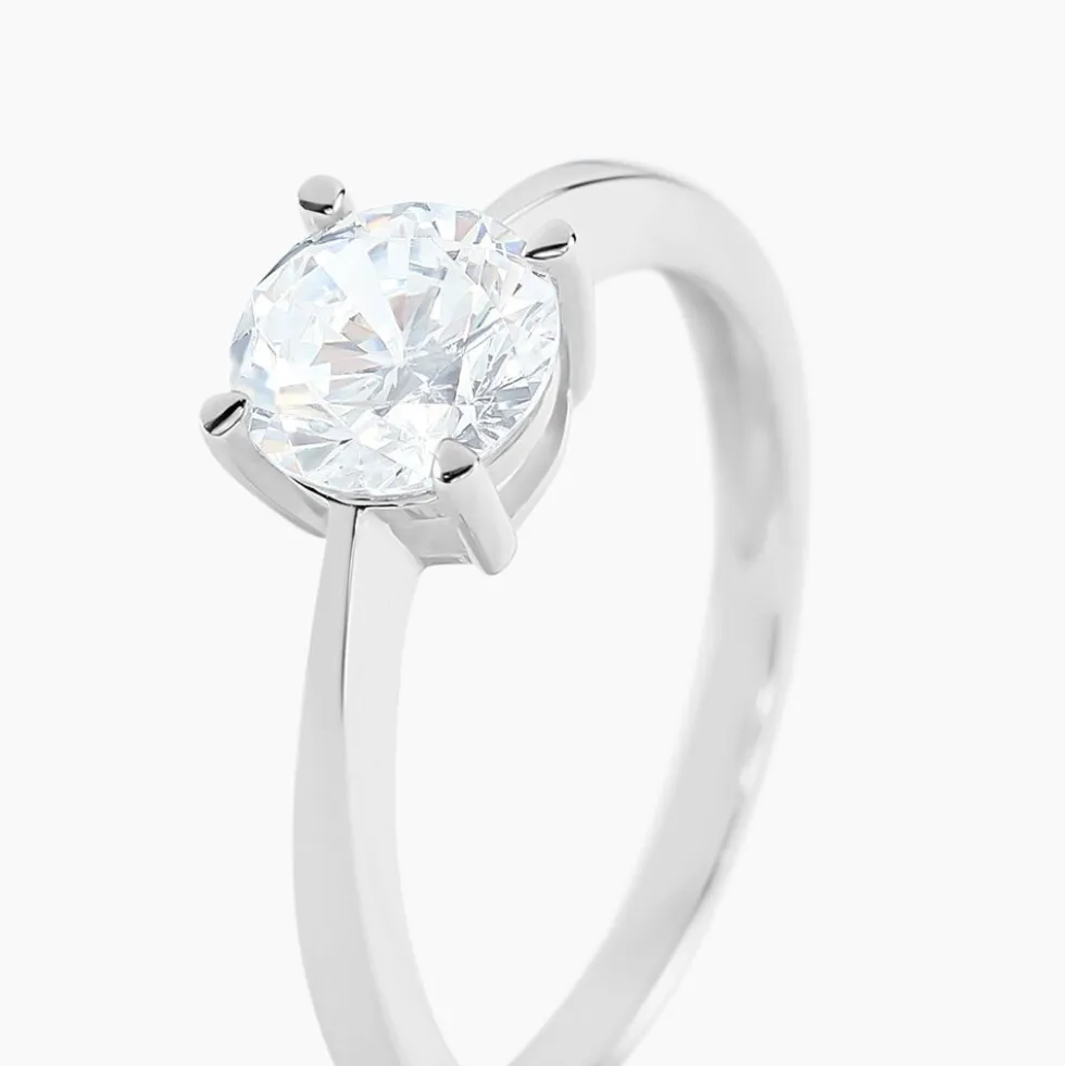 Bague Solitaire Abriel Or Blanc Oxyde De Zirconium