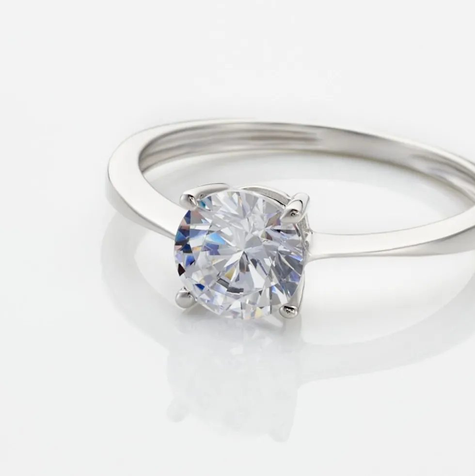 Bague Solitaire Abriel Or Blanc Oxyde De Zirconium