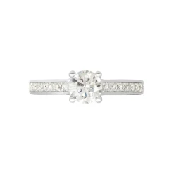 Bague Solitaire Accompagné Aramis Or Blanc Diamant Synthétique