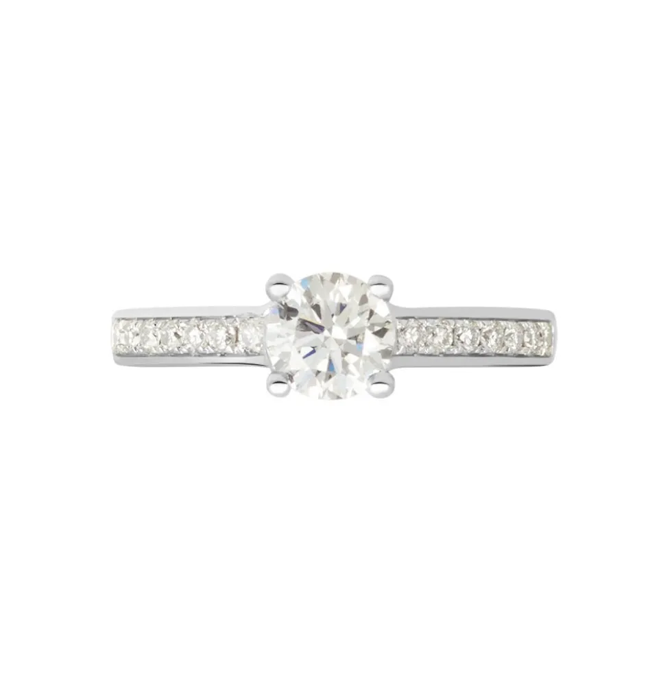 Bague Solitaire Accompagné Aramis Or Blanc Diamant Synthétique
