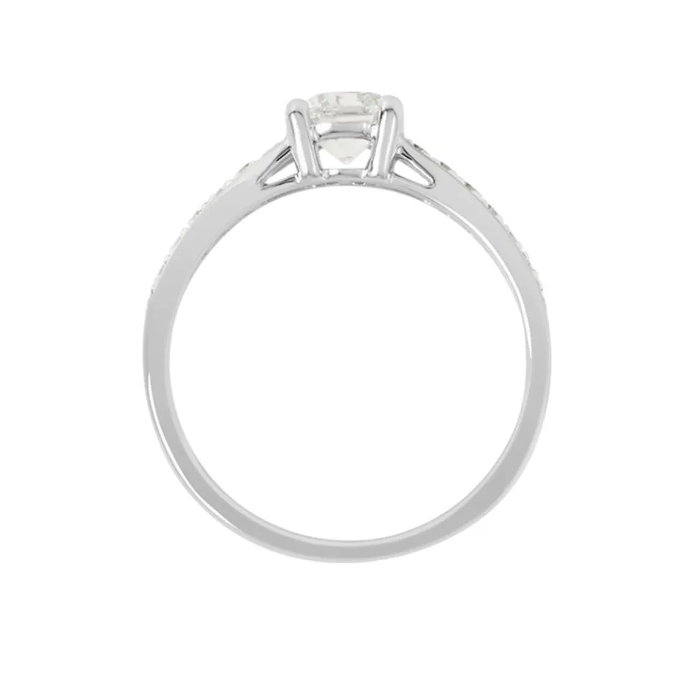 Bague Solitaire Accompagné Aramis Or Blanc Diamant Synthétique