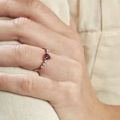 Bague Solitaire Accompagné Or Rose Samanta Rhodolite