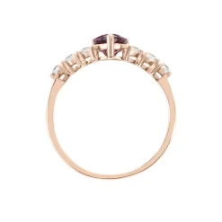 Bague Solitaire Accompagné Or Rose Samanta Rhodolite