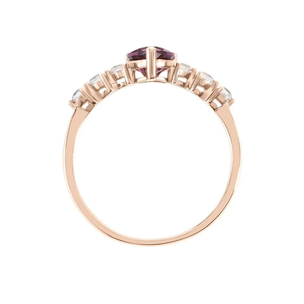 Bague Solitaire Accompagné Or Rose Samanta Rhodolite