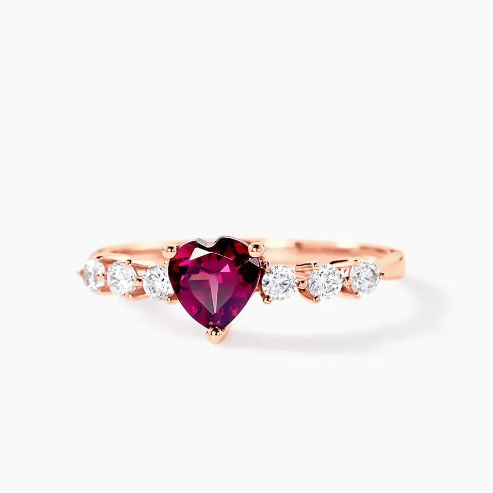 Bague Solitaire Accompagné Or Rose Samanta Rhodolite