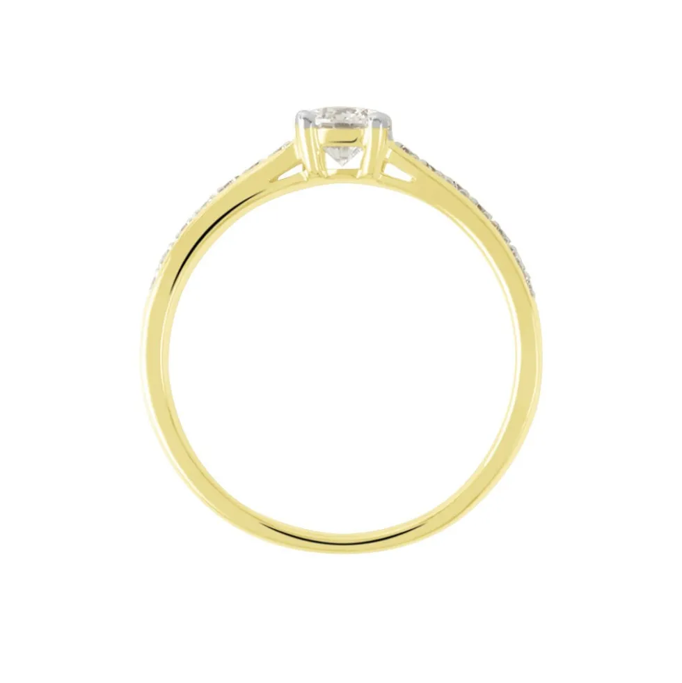 Bague Solitaire Accompagné Aramis Or Jaune Diamant Synthétique