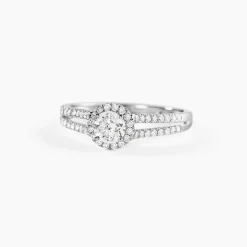 Bague Solitaire Accompagné Sosanna Or Blanc Diamant Synthétique