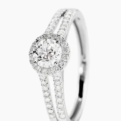 Bague Solitaire Accompagné Sosanna Or Blanc Diamant Synthétique