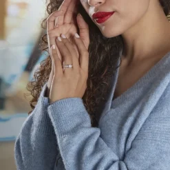Bague Solitaire Accompagné Aramis Or Blanc Diamant Synthétique