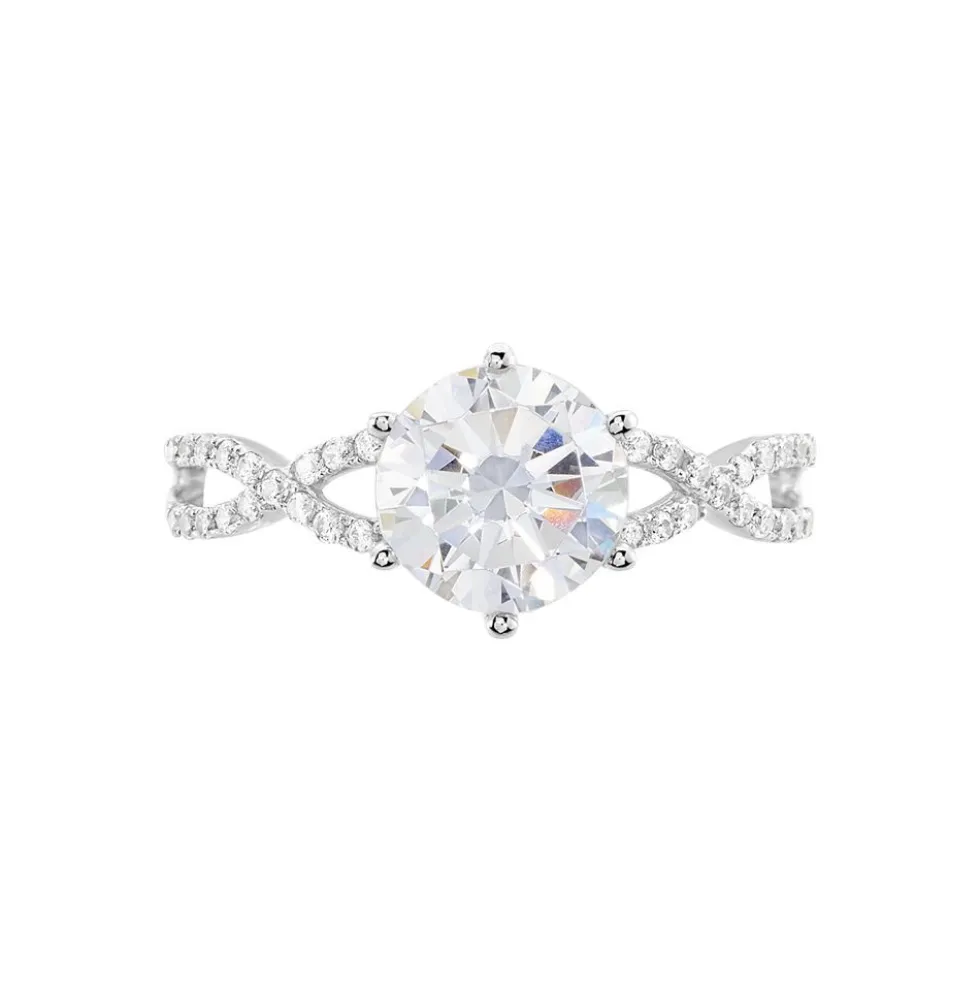 Bague Solitaire Alassane Or Blanc Oxyde De Zirconium
