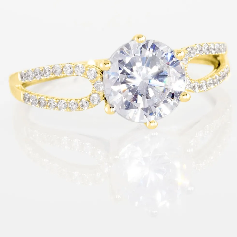Bague Solitaire Alexendra Or Jaune Oxyde De Zirconium